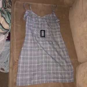 Plaid black and white spaghetti strapped dress